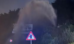 Bodrum'da ana isale hattı patladı, tonlarca su caddeye aktı