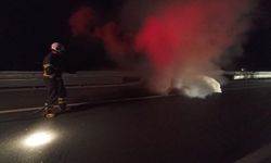 Tokat'ta seyir halindeki motosiklet alev aldı