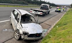 Düzce'de otomobil takla attı; 2 yaralı