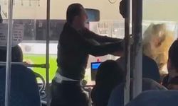 Otobüs şoförü ile kadın yolcunun kavgası kamerada