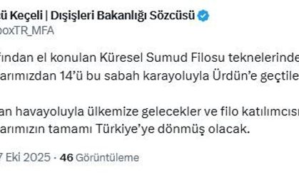 Dışişleri Bakanlığı Sözcüsü Keçeli: İsrail'de tutulan 14 vatandaşımız Ürdün'e geçti