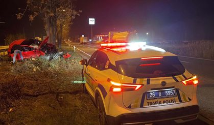 Eskişehir'de ağaca çarpan otomobilin sürücüsü ağır yaralandı