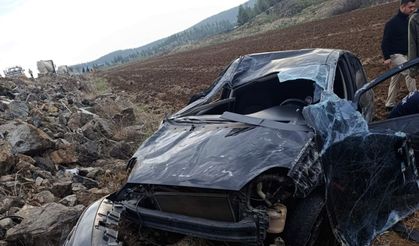 Gaziantep’te takla atan otomobilin sürücüsü yaralandı