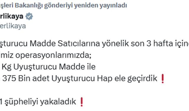 75 ilde 1 ton 24 kilo uyuşturucu ele geçirildi; 2 bin 311 gözaltı