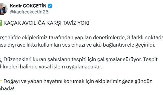 Kırşehir'de yasa dışı avcılık denetimi