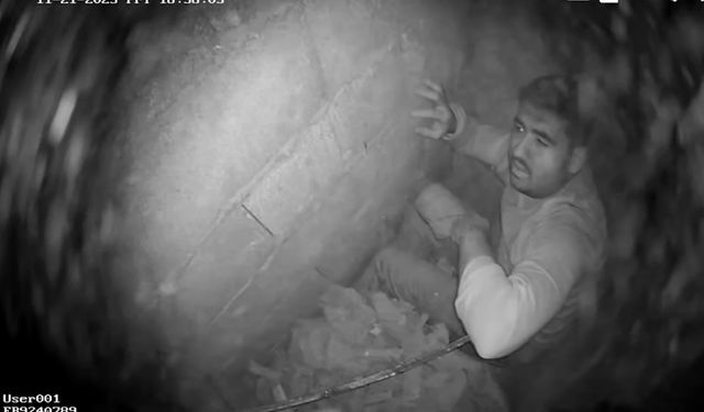 Kablo çekerken düştüğü havalandırma boşluğundan, duvar kırılarak kurtarıldı