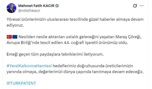 Maraş çöreğine AB'den coğrafi işaret tescili