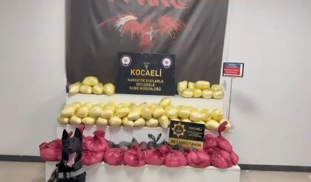 TIR'a yüklü asfalt silindir makinesine gizlenmiş 102 kilo metamfetamin ele geçirildi 