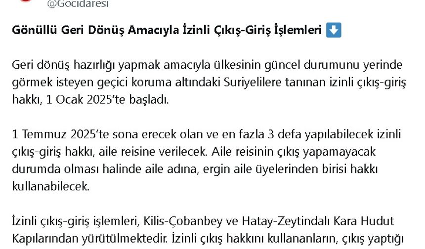 Göç İdaresi Başkanlığı: Sınır kapılarındaki günlük işlem kapasitesi 3 binden 19 bine çıkarıldı