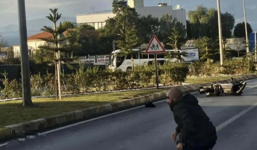 Kuşadası'nda motosiklet refüje çarptı; 1 ölü, 1 ağır yaralı