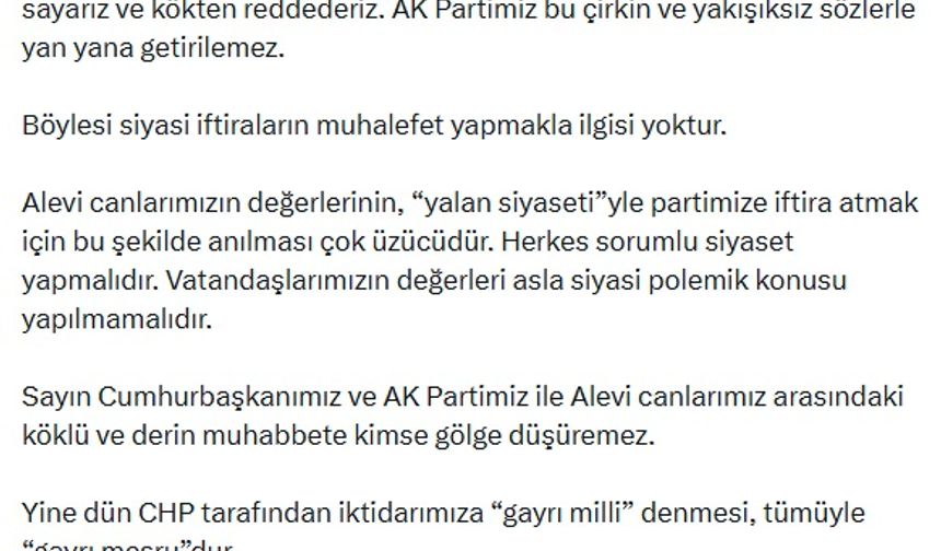 AK Parti'li Çelik: Alevi canlarımızla aramızdaki köklü ve derin muhabbete kimse gölge düşüremez