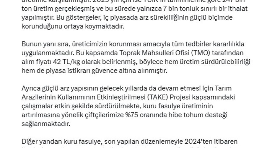 DMM: 'Kuru fasulye krizi' iddiası dezenformasyondur